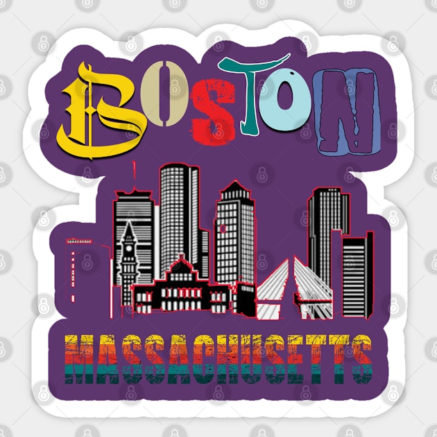 Boston Massachusetts Sticker by TeeText